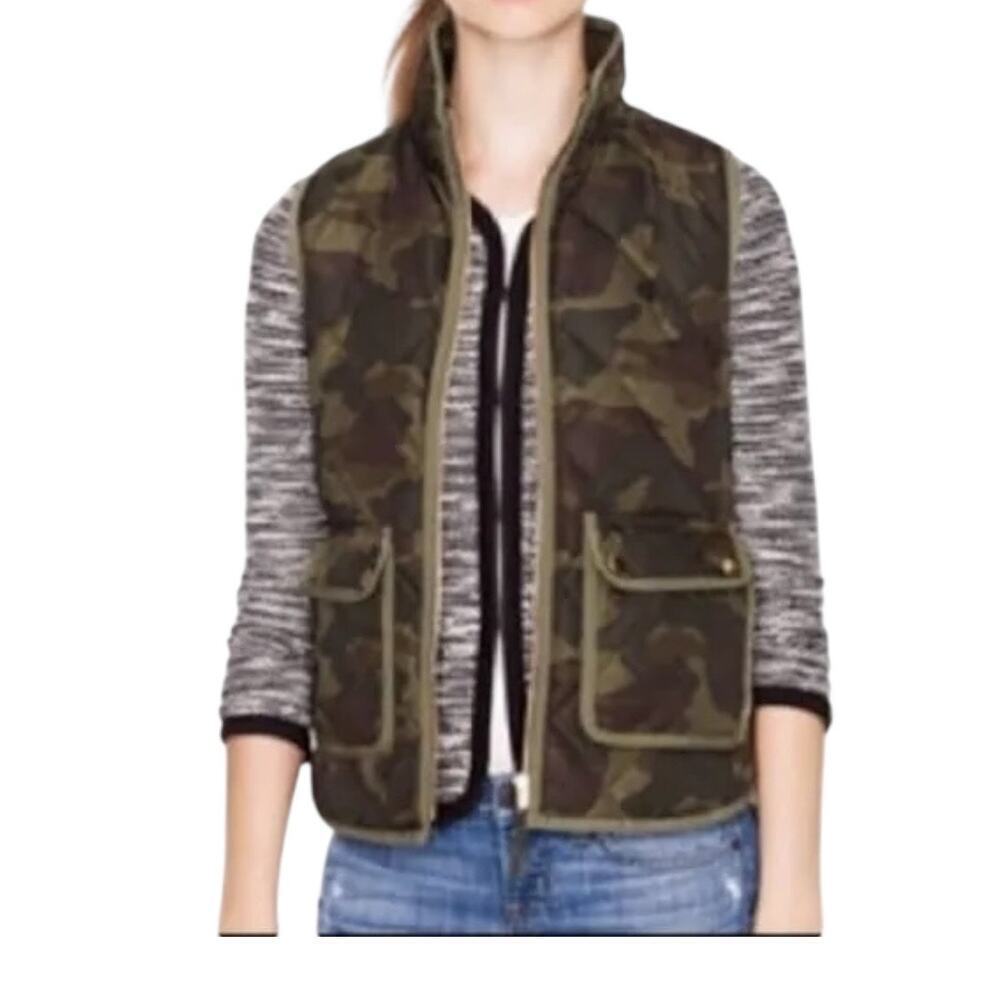J.Crew Camo Quilted Puffer Vest Size XS Peplum Hem – New Without Tags